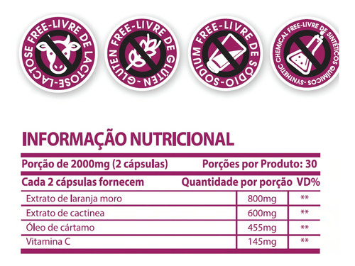 Morosek + Cactinea + Óleo Cartamo Sunfood 60 Cápsulas Sabor Sem sabor
