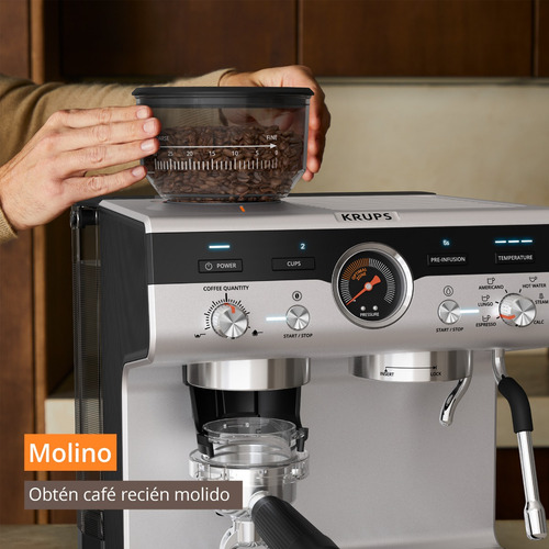 Cafetera De Espresso Precision Essential, Krups, Xp801tu0 Negro/plata
