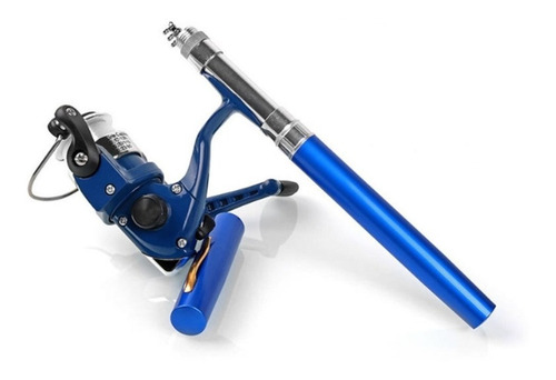 Imagem 2 de 5 de Mini Vara Caneta De Pesca Com Molinete + Linha Top Azul