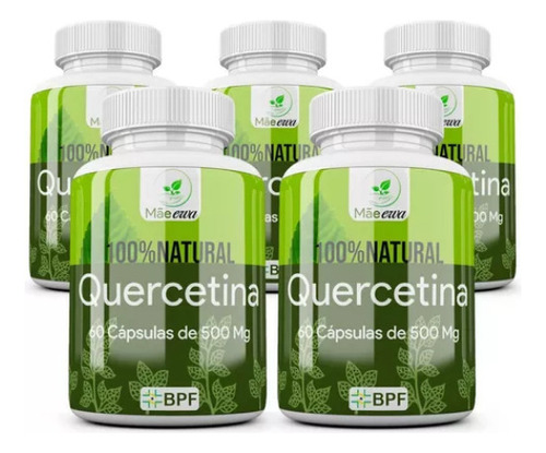 Kit 5 Frascos Quercetina 300 Cápsulas 500mg Premium