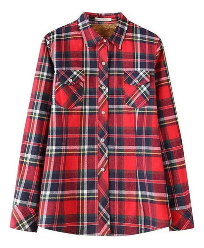 Chamarra Tipo Camisa De Franela A Cuadros Con Forro Polar Pa