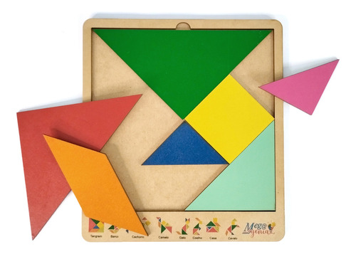 Brinquedo Educativo Mega Impress Tabuleiro Tangram Madeira Cru Quantidade De Peças 7