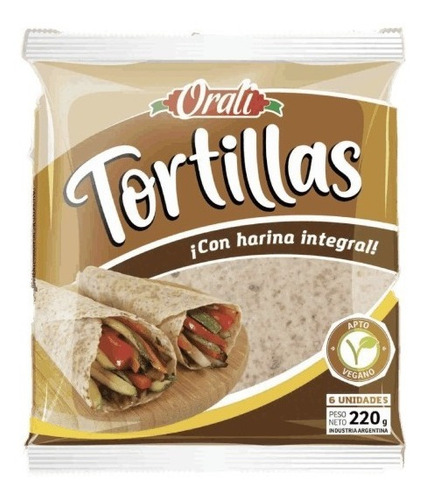 Tortillas Orali C/harina Integral 6u 220g Pack X3 Apto Vegan