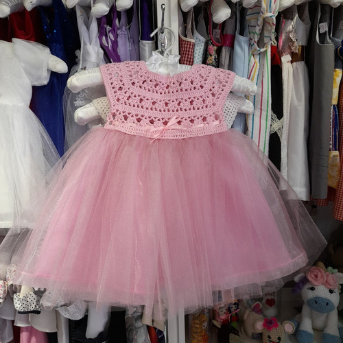 Vestidos Crochet De Bautizo O Fiesta + Tiara (niñas Un Año)