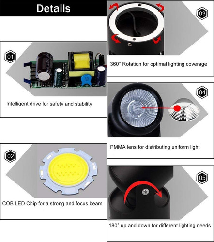 Luz Decorativa Led Fsliving 3000k 9w Com Cabo De 5,9 Pés