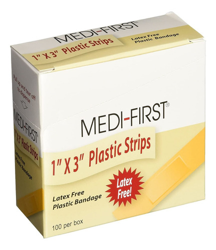 Imagen 1 de 3 de Medi-first 60033 - Banda De Plastico, 1.0 X 3.0 in, 100 Un