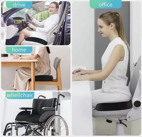  Cojín ergonómico para silla de oficina, cojines de asiento para  sillas de oficina que aumenta la comodidad del asiento, cojín de asiento  para dolor de espalda para cadera, coxis, ciática, B-negro 