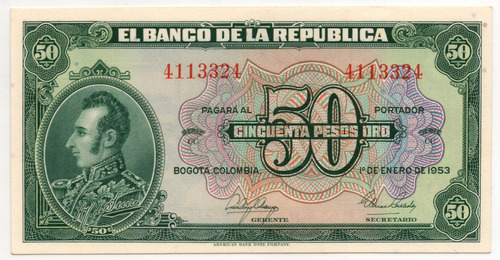 50 Pesos 1953 Sin Circular Certificado P M G 64