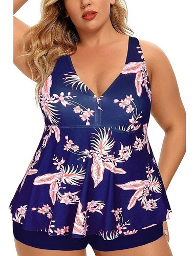 Traje De Baño Estampado De Dos Piezas Mujer Tallas Extras