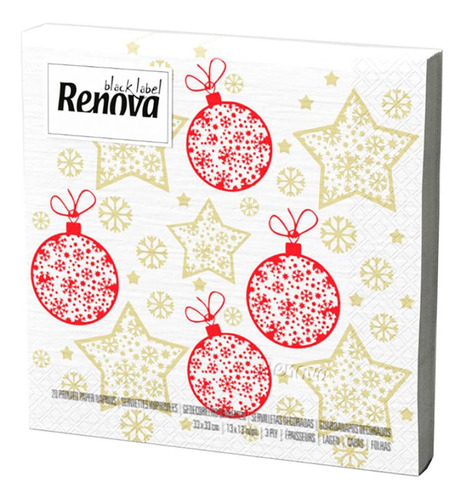 Renova Black Label Servilletas Navideñas Estrellas Y Esferas Color decoradas