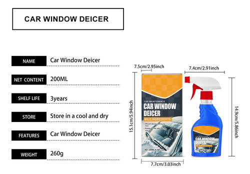 Limpiador De Vidrios Para Coche, Descongelador, 200 Ml, Desc