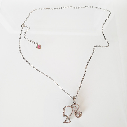 Collar Mujer Con Dije Zirconias Plateado Inspirado En Barbie