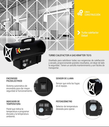 Turbo Calefactor Krafter Gas 15 Kw Mod Tg15