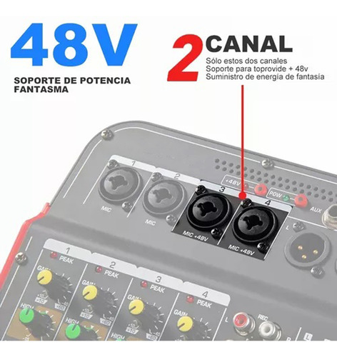 Audio Consola Mezclador Bluetooth Usb Mixer De 6 Canales