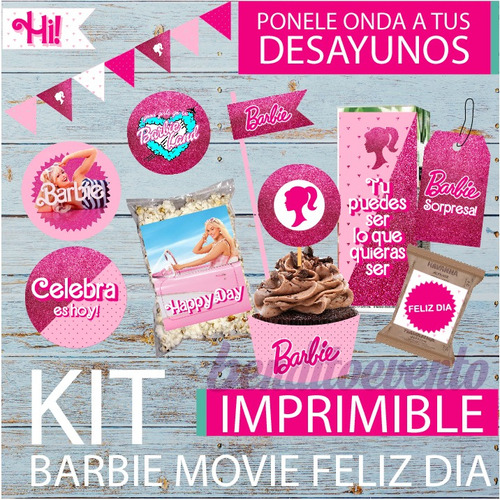 Kit Imprimible Barbie Feliz Día Del Niño Desayuno Etiquetas 