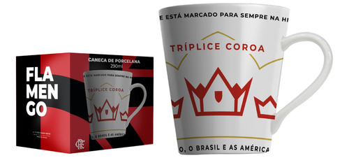 Caneca Porcelana Flamengo Tríplice Coroa 290 Ml Cor Vermelho