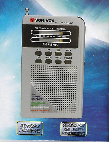 Radio De Bolsillo 2 Bandas, Reproductor Mp3 Y Funcion Usb