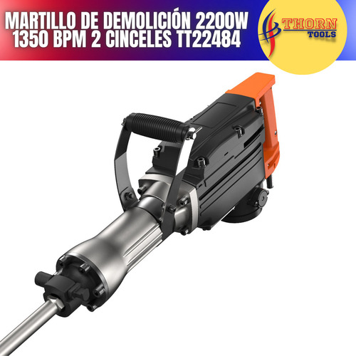 Martillo De Demolición 2200w 1350 Bpm 2 Puntas De Cinceles Color Naranja