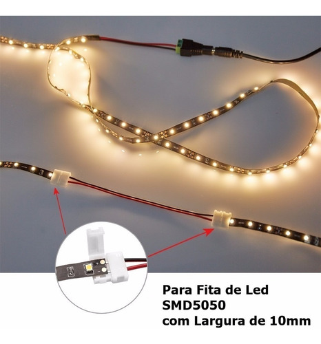Imagem 4 de 6 de 10 Emendas Fita Led 5050 Uma Cor Conector Plug Sem Solda