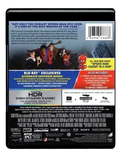 Spider-man Into The Spider-verse/ Un Nuevo Universo 4k + Br