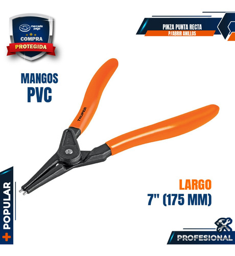 Pinza Punta Recta 7 Para Abrir Anillos, Mango De Pvc 17363