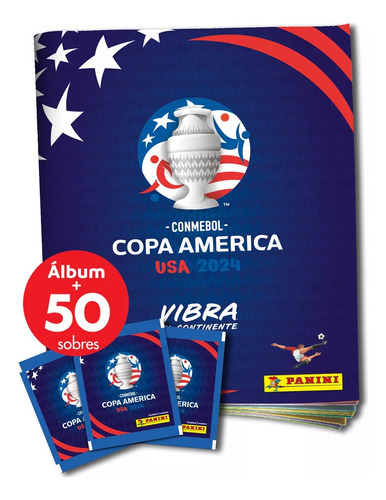 Album + Figuritas Copa America Usa2024 X50 Sobres Panini.rey