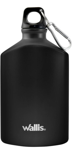 Botella Cantimplora Plana 500ml Wallis Aluminio Negro