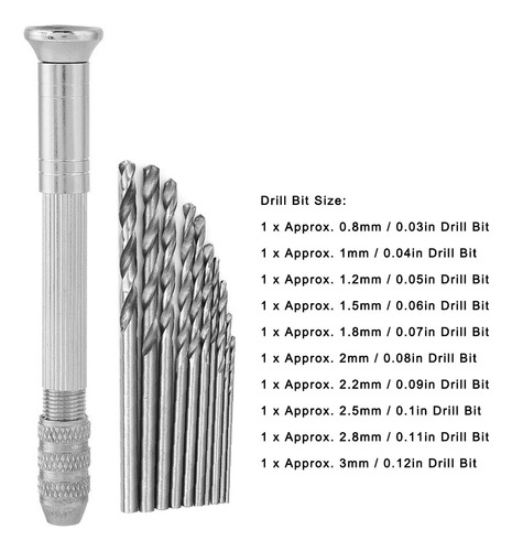 Minitaladro Manual De Plata + 10 Brocas Diferentes