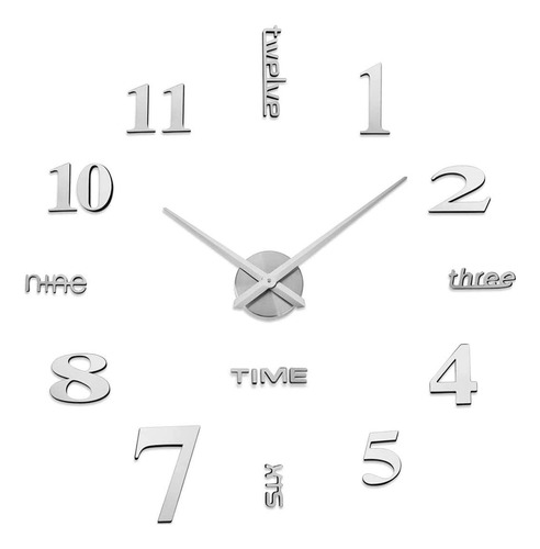 Reloj De Pared 3d Diy Decoración Espejo Sin Marco
