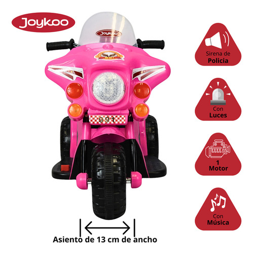 Moto Montable Eléctrica para Niños Luces Sonido Motocicleta Infantil Bateria 6v Apto a Partir de 3 años Rosa JOYKOO