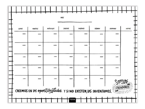 Planner/pizarra Magnético P/heladera Fera/mensual/ Fibron