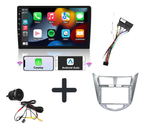 Radio Carplay Android 9 Bisel Hyundai Accen + Cámara + Arnés
