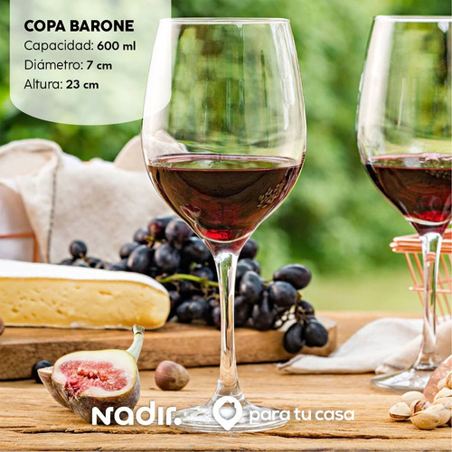 Copa Degustación Copón 600 Ml Barone Nadir X 6 Unid. Color Transparente