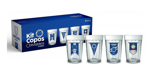 Kit Cervejeiros 4 Copos Lagoinha Americano Vidro Cruzeiro