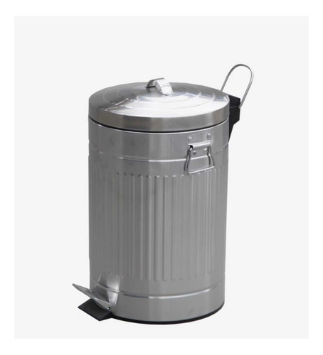 Imagen 2 de 10 de Cesto Basura Tacho A Pedal Galvanizado Acero Acero 12 Lts