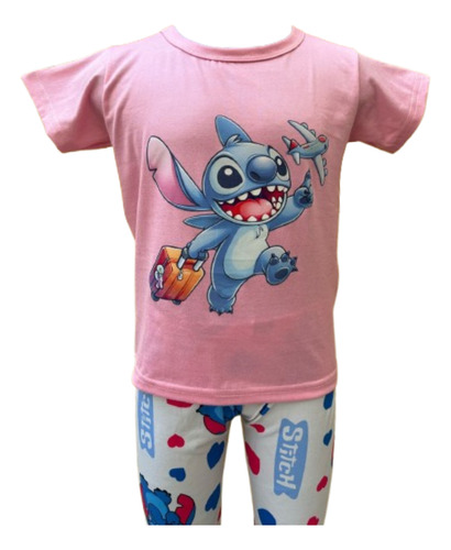 Pijama Infantil Stitch Playera Y Pantalón Algodón Niña Bebé