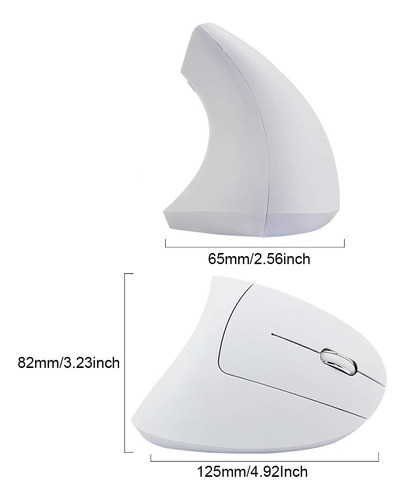 Ratón Vertical Inalámbrico Mouse Usb 2.4ghz Recargable Ergonómico Con 3 Dpis 800/1200/1600 Para Pc Laptop Mac Os Color Blanco