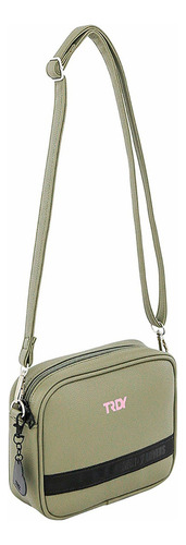 Morral Bandolera Mujer Trendy 18612 Acabado De Los Herrajes Níquel Color Verde Correa De Hombro Verde Diseño De La Tela Lisa