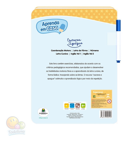 Coleção 2 Livros De Apoio Escolar Aprenda Em Casa Escreva Apague Forma Cursiva Todolivro