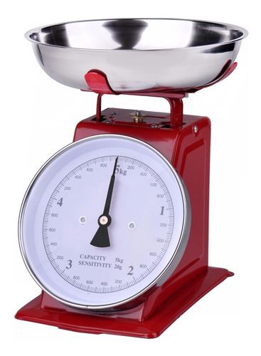 Báscula De Cocina Retro 5 Kg Rojo - Ba2001