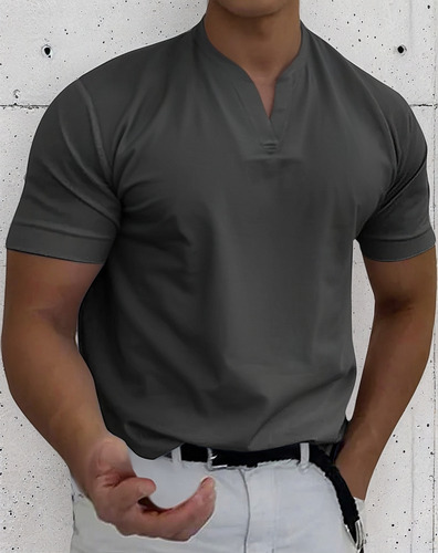 25 Camiseta Deportiva De Manga Corta Con Cuello En V For