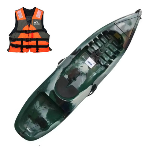 Kayak Pinguim 1 Plz Resistente Estable + Chaleco Aventureros Color Selva