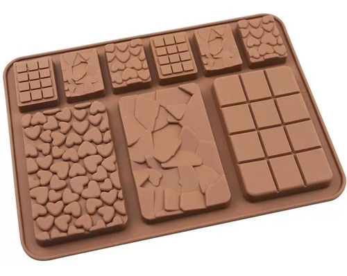 Molde Silicona Barras De Chocolate Corazón Textura