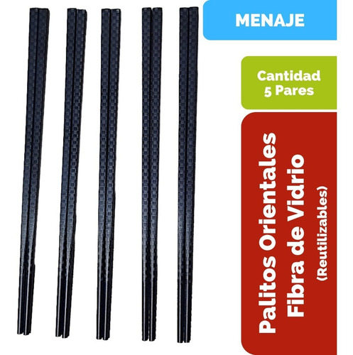 Pack De 5 Pares De Palillos Orientales De Fibra De Vidrio