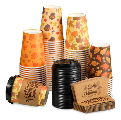 Yungyan Paquete De 100 Vasos De Otoño De 12 Oz Tazas De Café