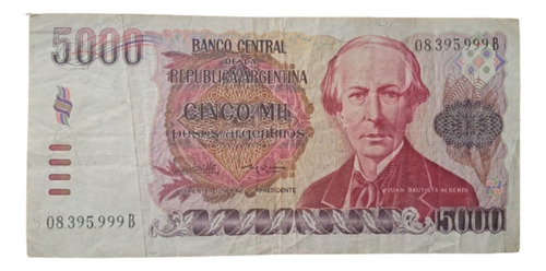 Bottero N 2639a. Billete 5000 Pesos Argentinos.  Usado !!!