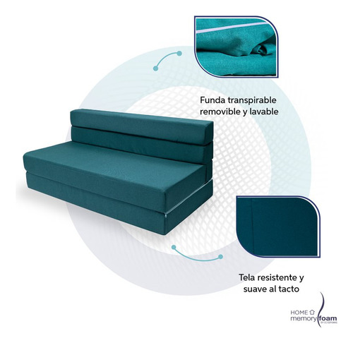 Funda Extra Sofá Cama Queen Size Cozy Plegable - Memory Foam Color Verde