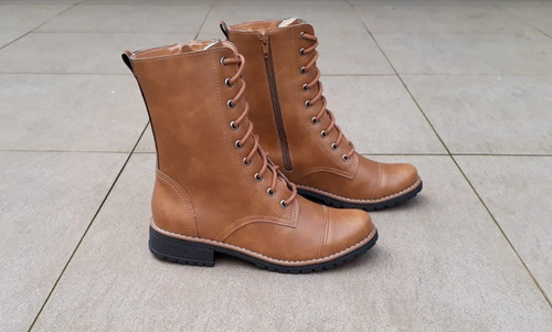 Imagem 6 de 7 de Bota Coturno Botinha Caramelo Cano Médio Salto Baixo Diva