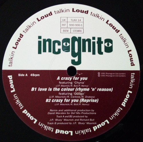 Incognito - Crazy For You Vinil 12 Single