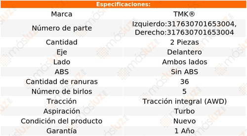 2- Mazas Delanteras Sin Abs Xc90 5 Cil 2.5l 2003/2007 Tmk